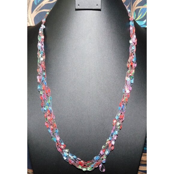Artsy Rainbow Ladder Trellis Yarn Necklace - Picture 1 of 4